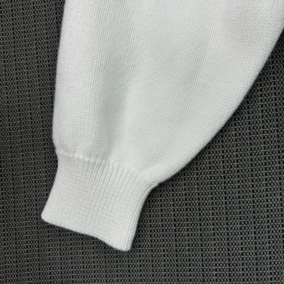 Lands End Mens size XL White V-Neck Pullover Sweater With Bell Leadership Logo - Picture 9 of 10